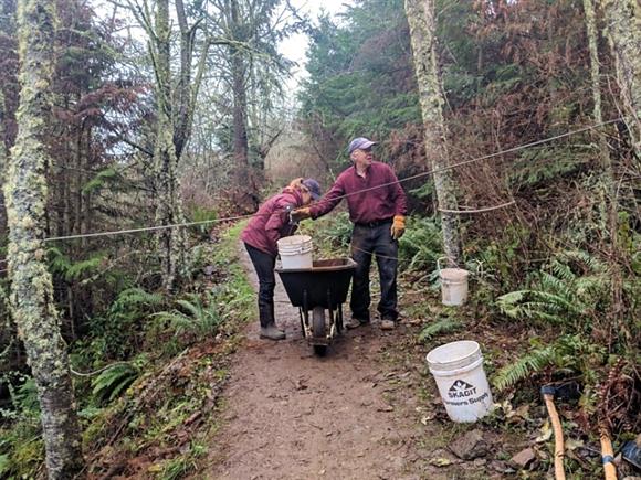 Paul Johnson helping maintain trails at Guemes Mountain.