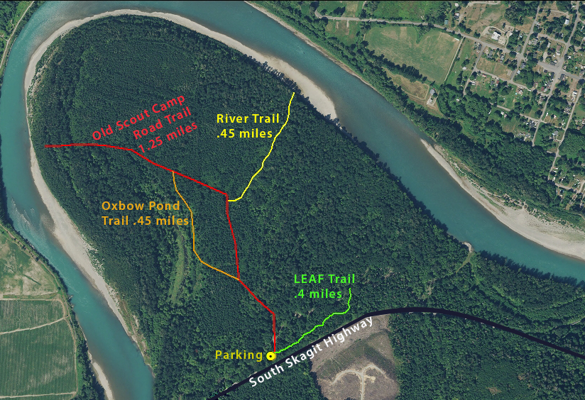 Aerial Map of Cumberland Creek generated by Skagit Land Trust staff.