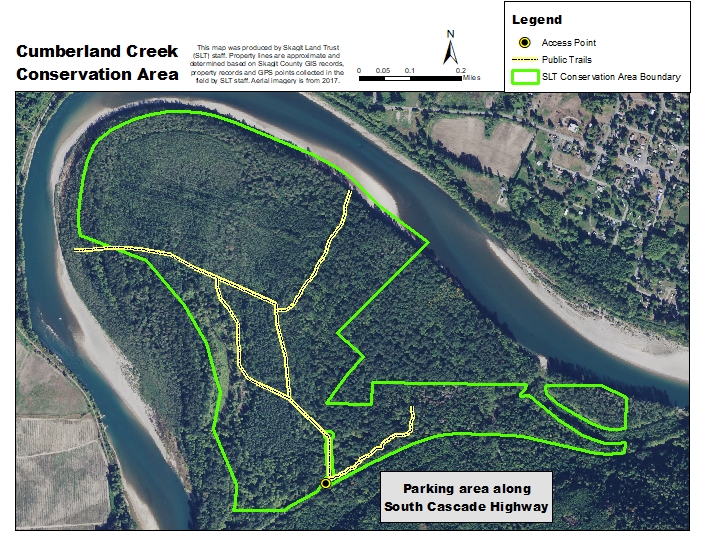 Aerial Map of Cumberland Creek generated by Skagit Land Trust staff.