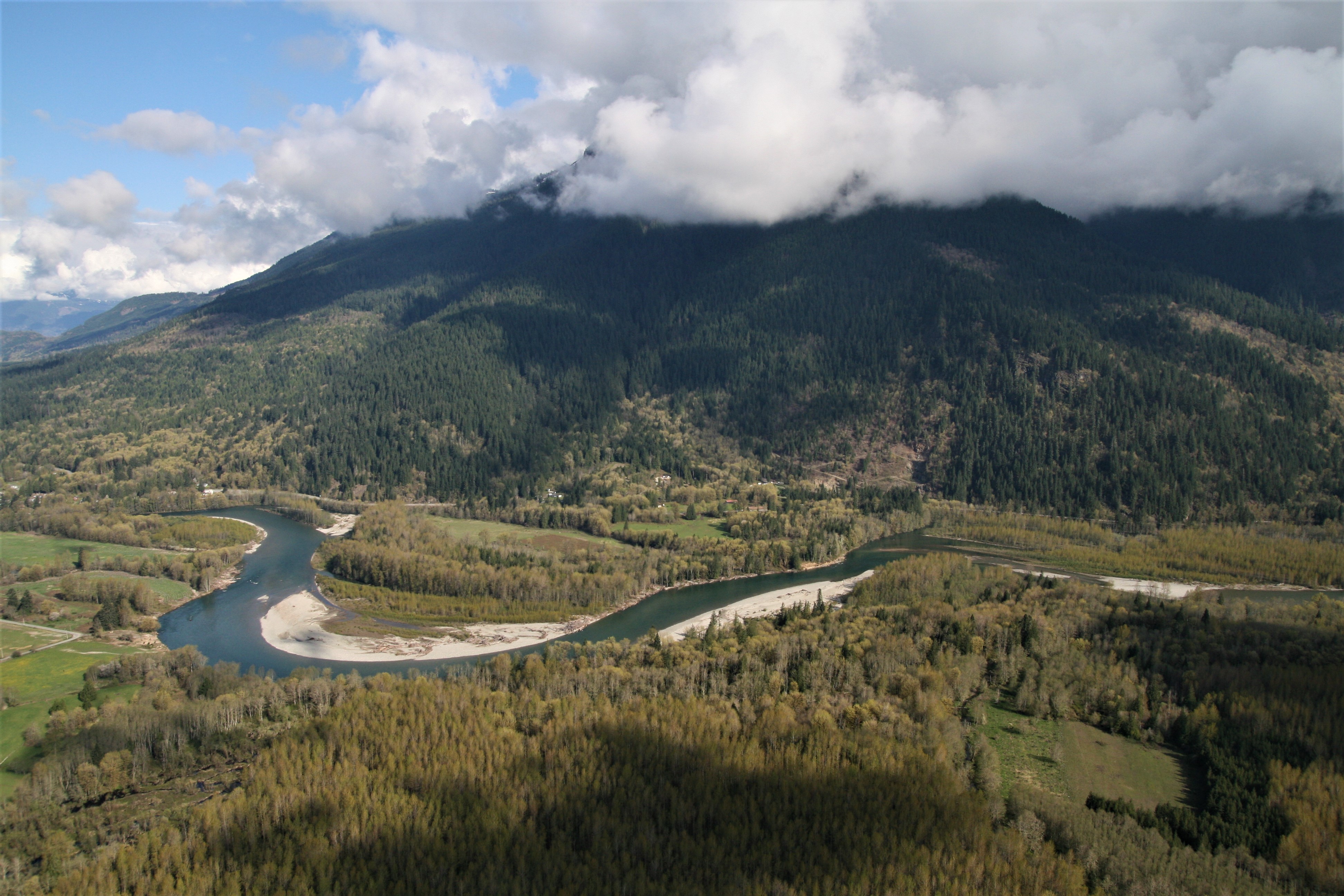 View from Sauk Mountain looking south over the Skagit River. Aerial photography by Andy Cline.