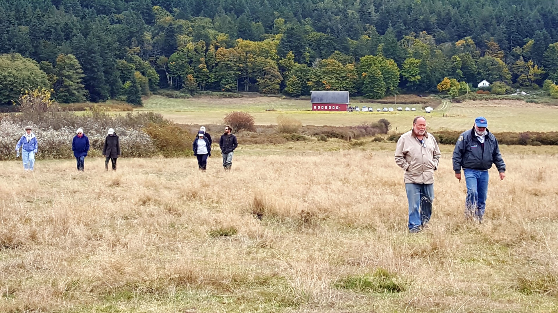 Community members tour Guemes Valley property, October 2017. Photograph credit: Skagit Land Trust staff.